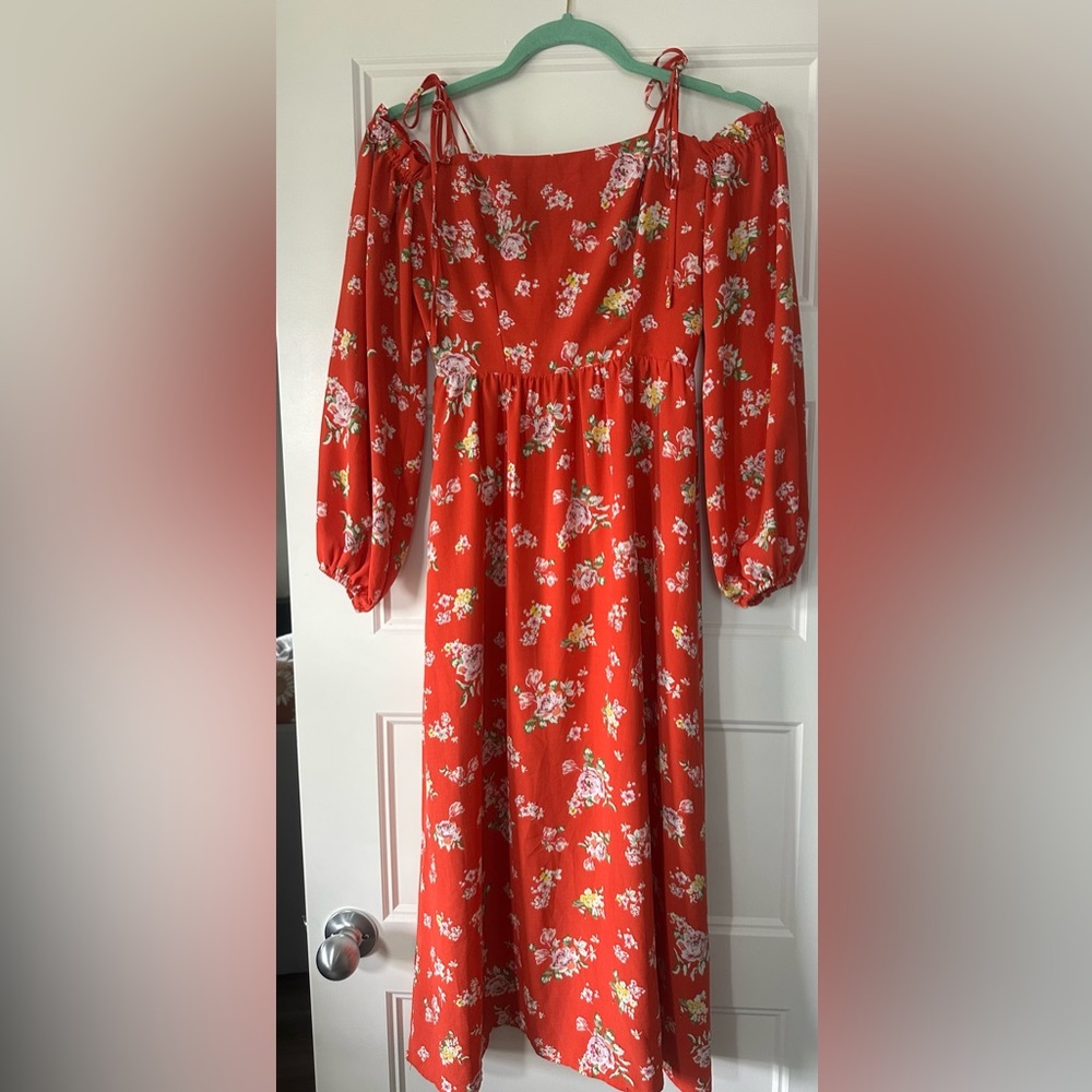 Charles Henry Red Floral Dress